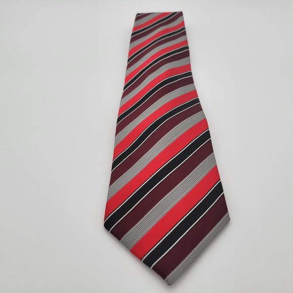 Giorgio Brutini Men's Black Red Striped Oxford Tie - Picture 3 of 6